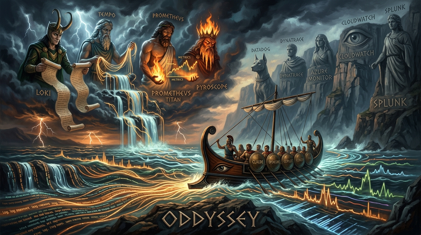 The oddyssey: coding agents sailing the telemetry sea through the pantheon of observability gods