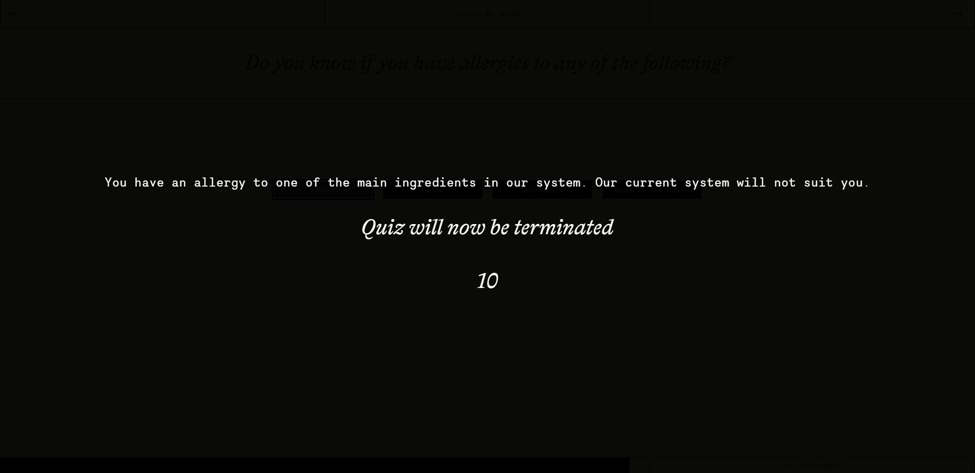 Termination screen example