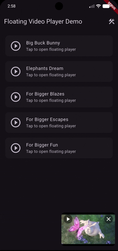 Mini-player drag demo