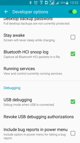 Android Bluetooth dump setting