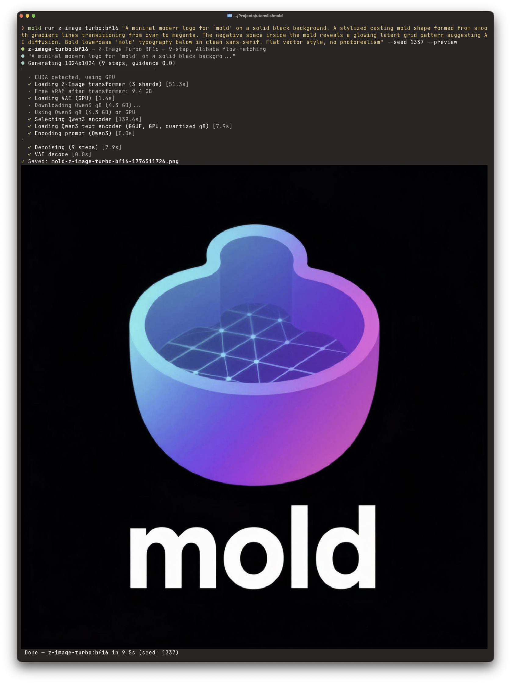 Generating the Mold logo with an inline terminal preview