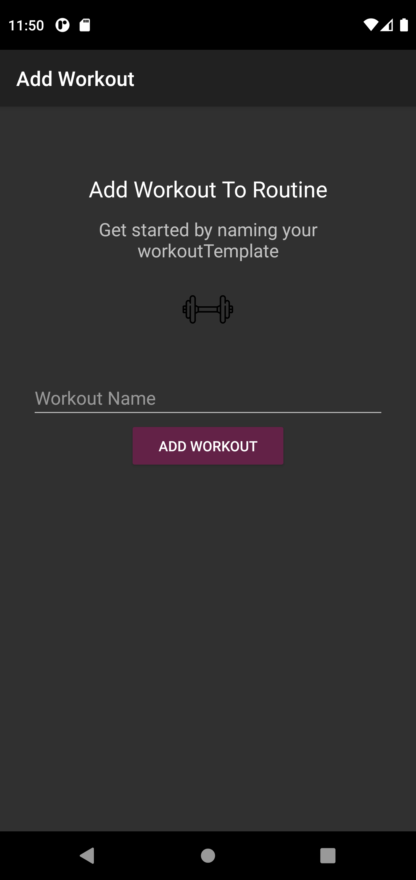 Add Workout Page