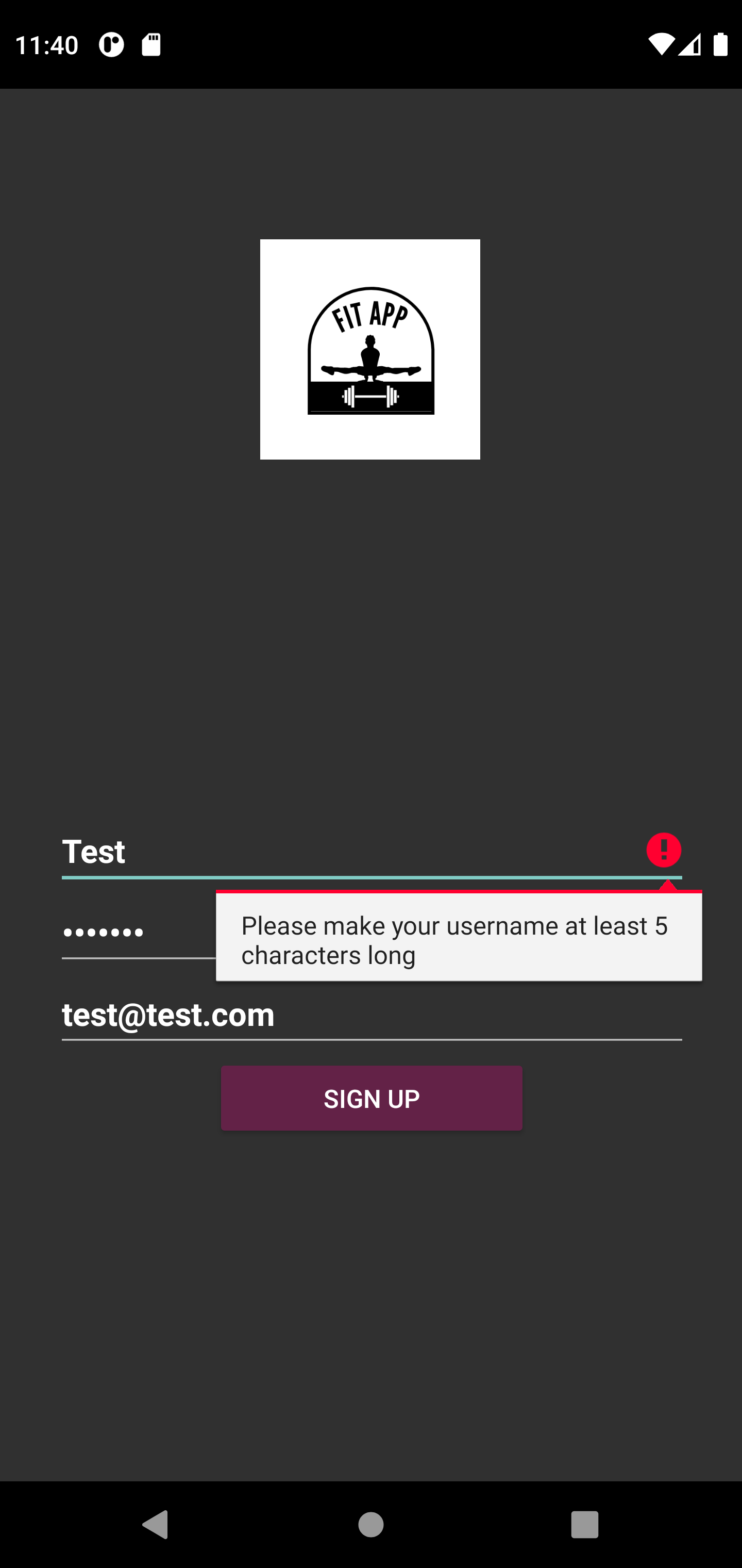 Signup With Error