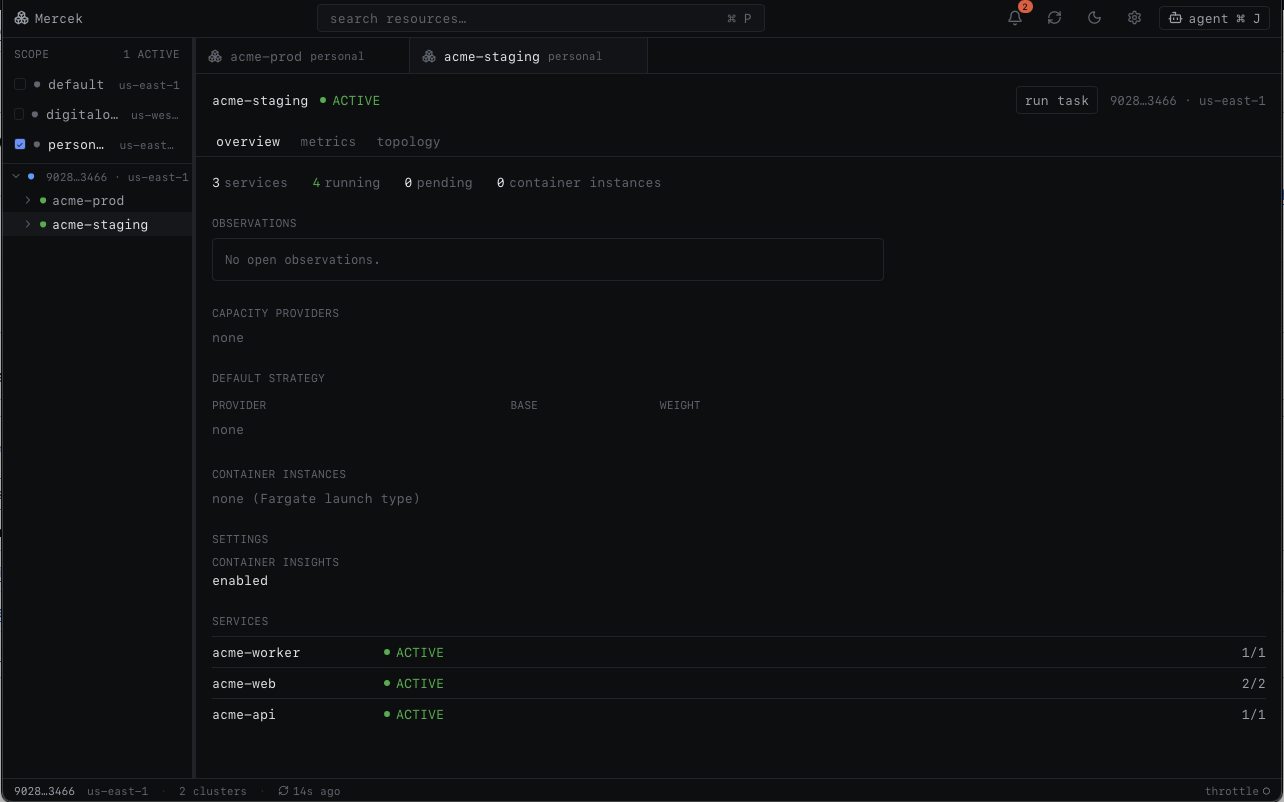 Mercek — a desktop IDE for Amazon ECS