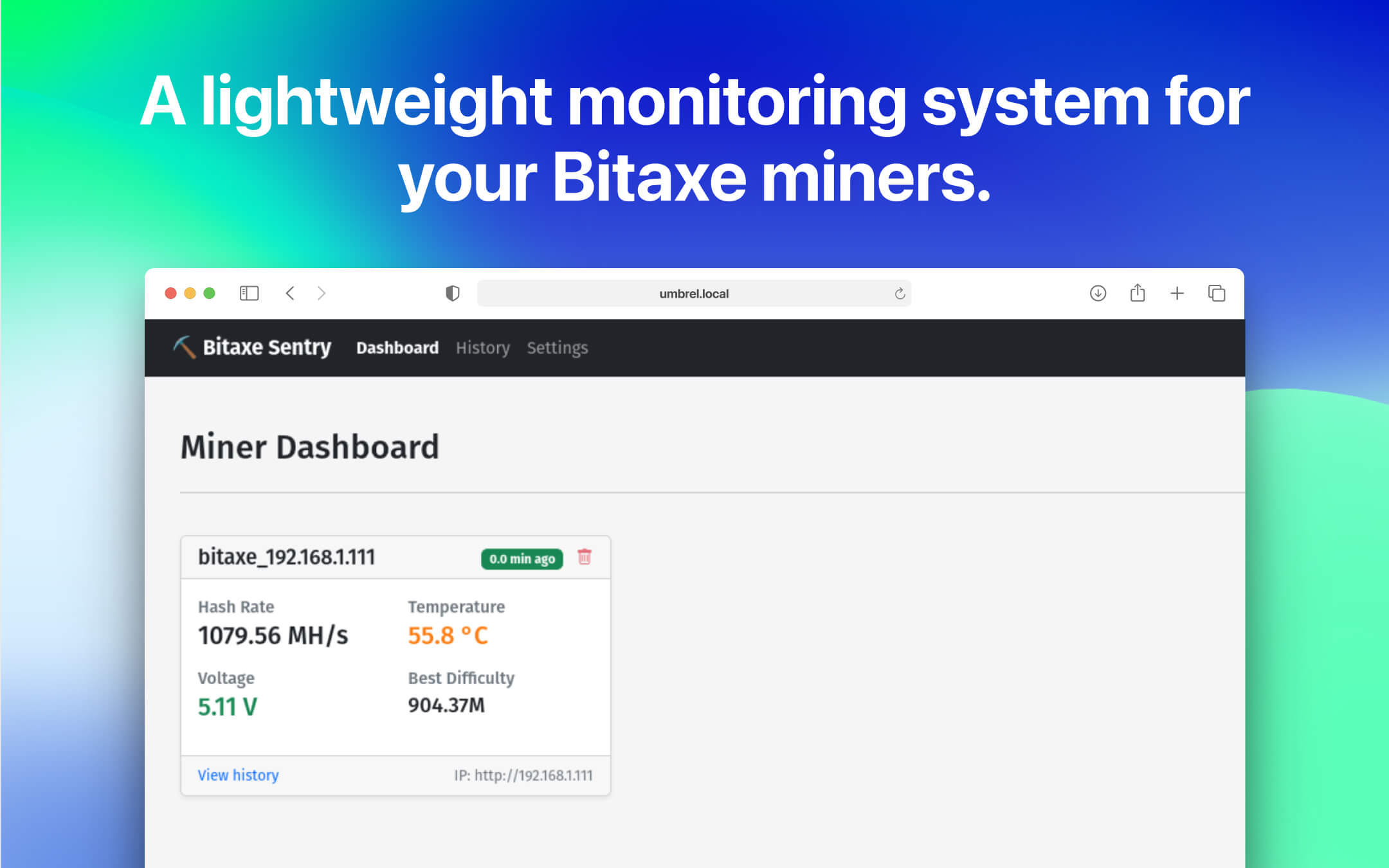 Bitaxe Sentry screenshot 1