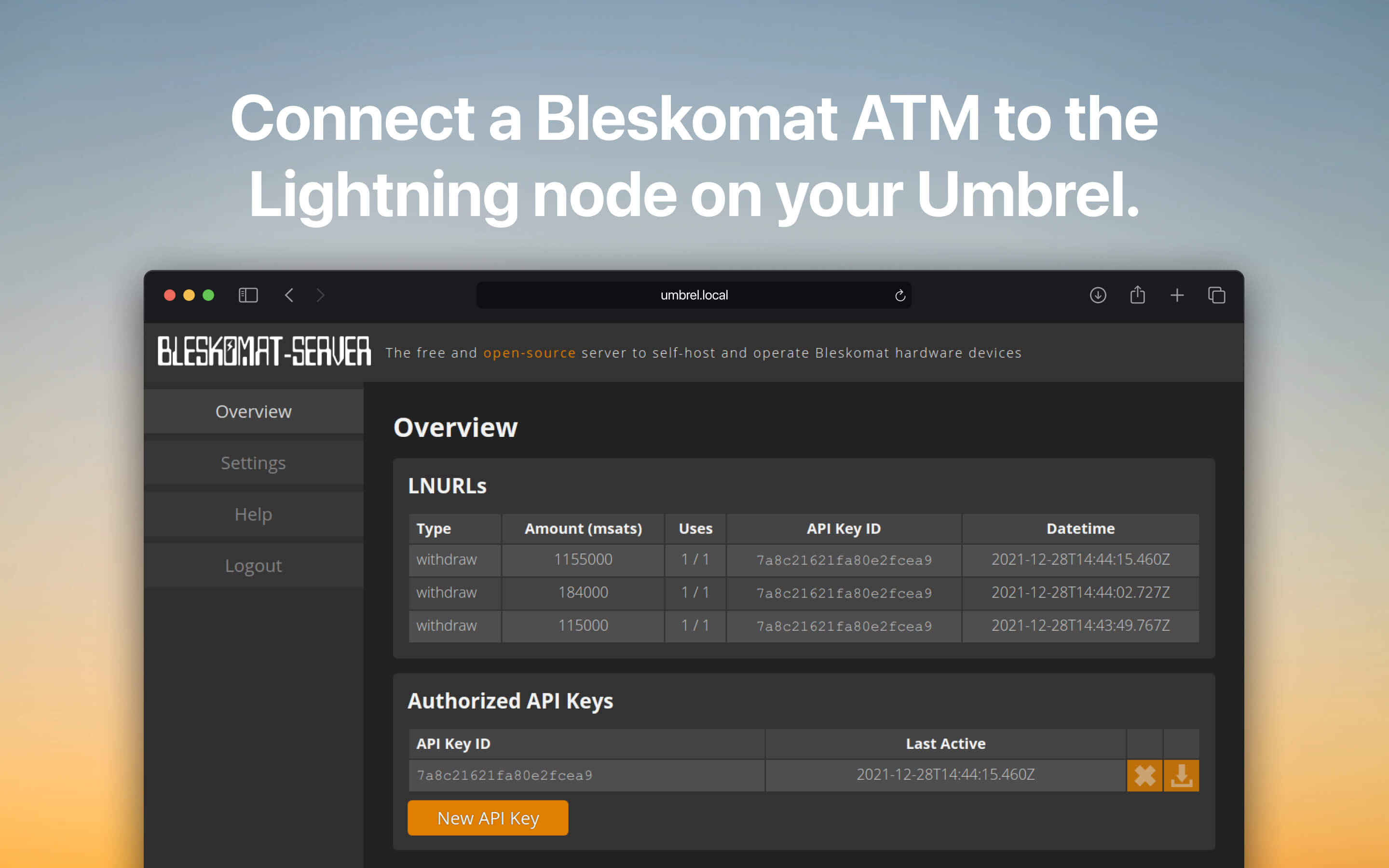 Bleskomat Server screenshot 1