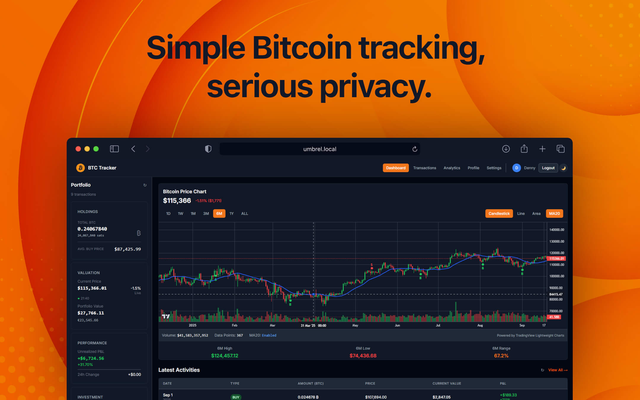 BTC Tracker screenshot 1