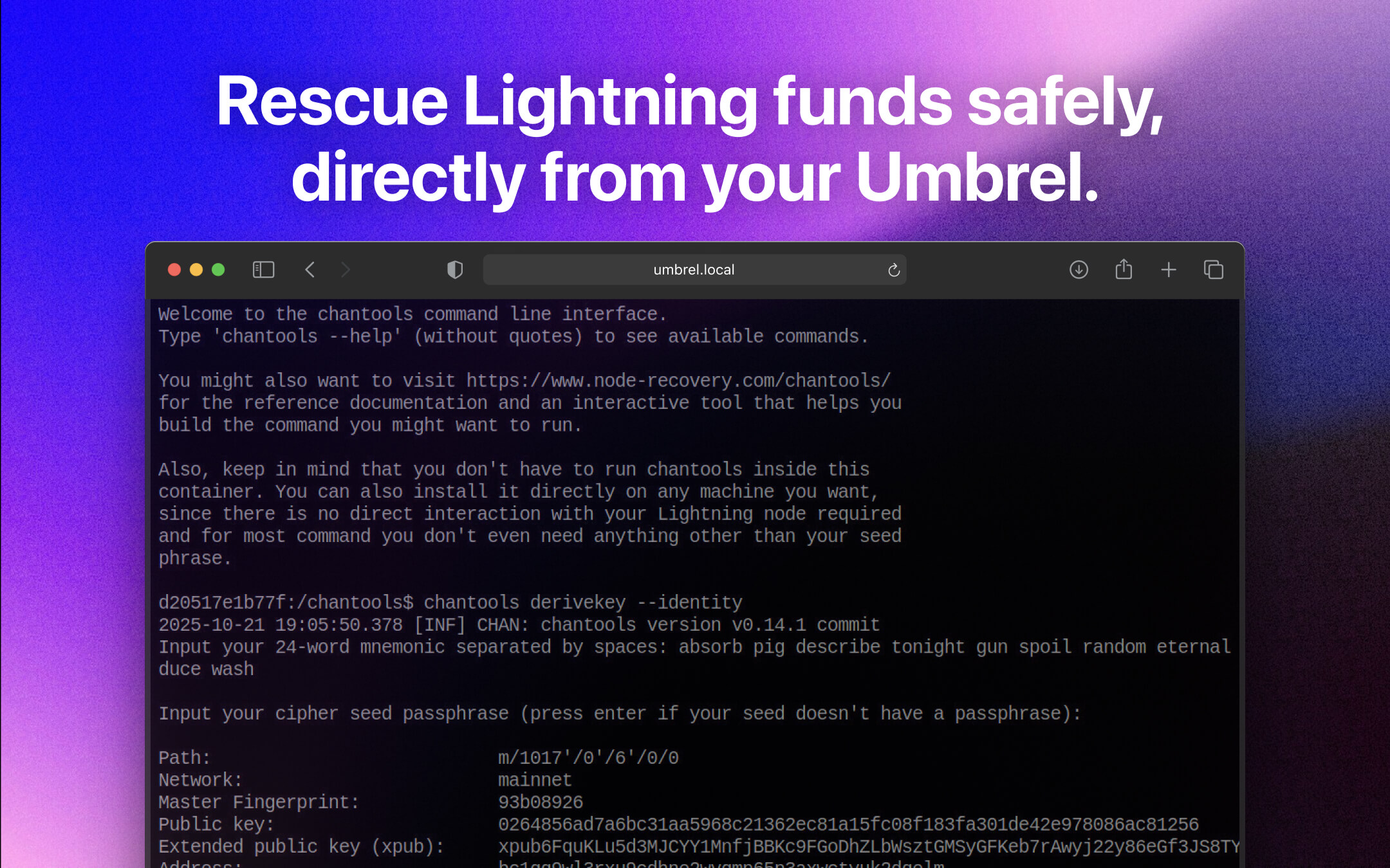 chantools CLI screenshot 1