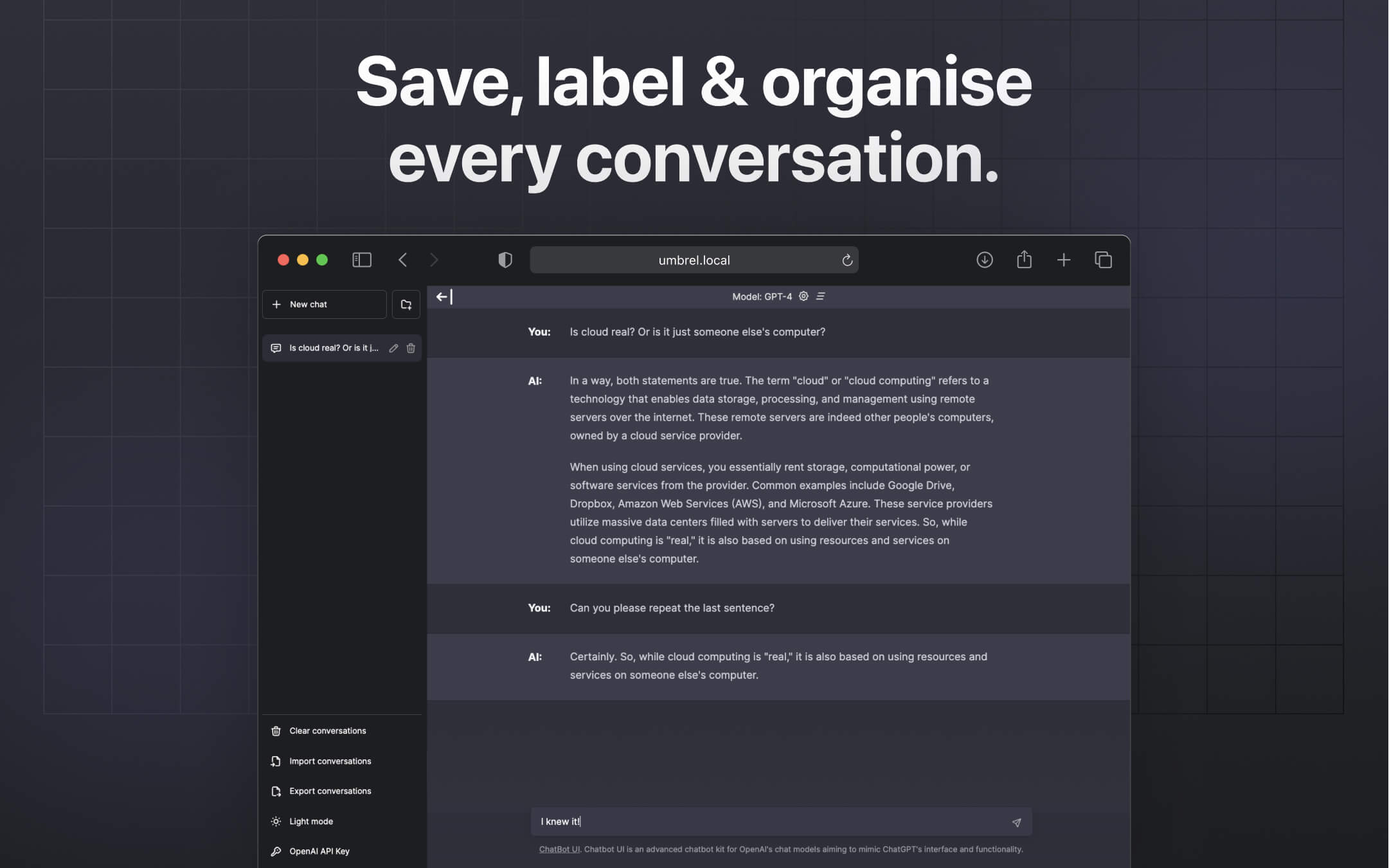 ChatBot UI screenshot 3