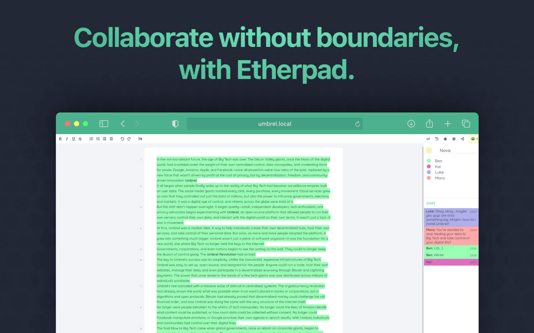 Etherpad screenshot 2