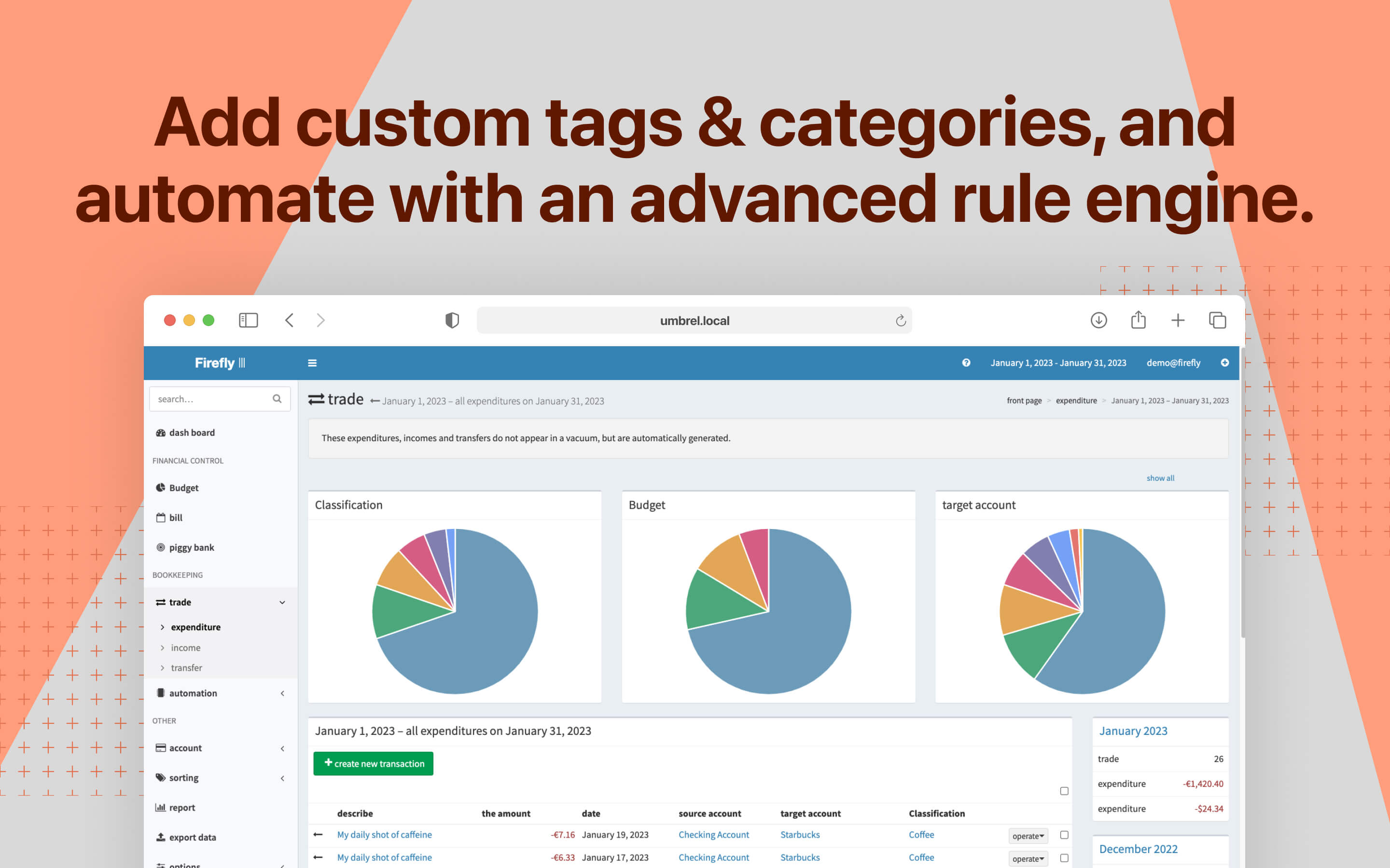 Firefly III screenshot 2