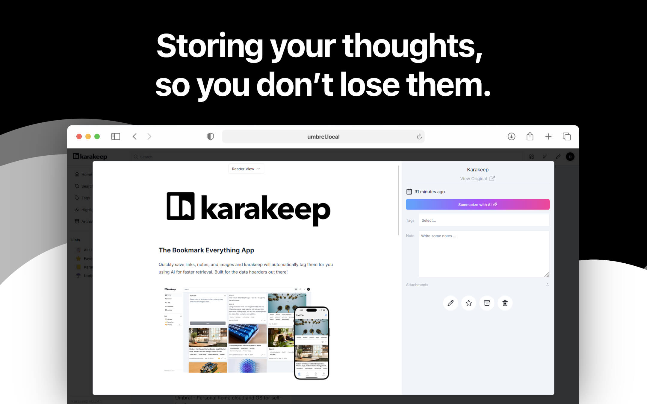 Karakeep screenshot 2