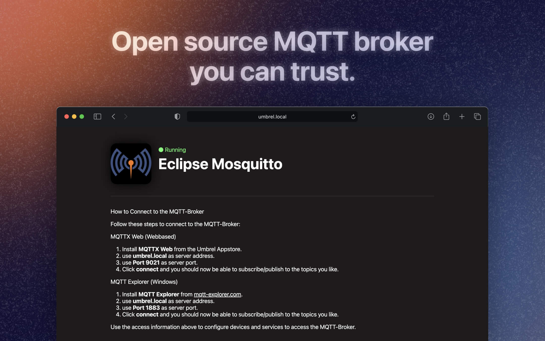 Mosquitto screenshot 1