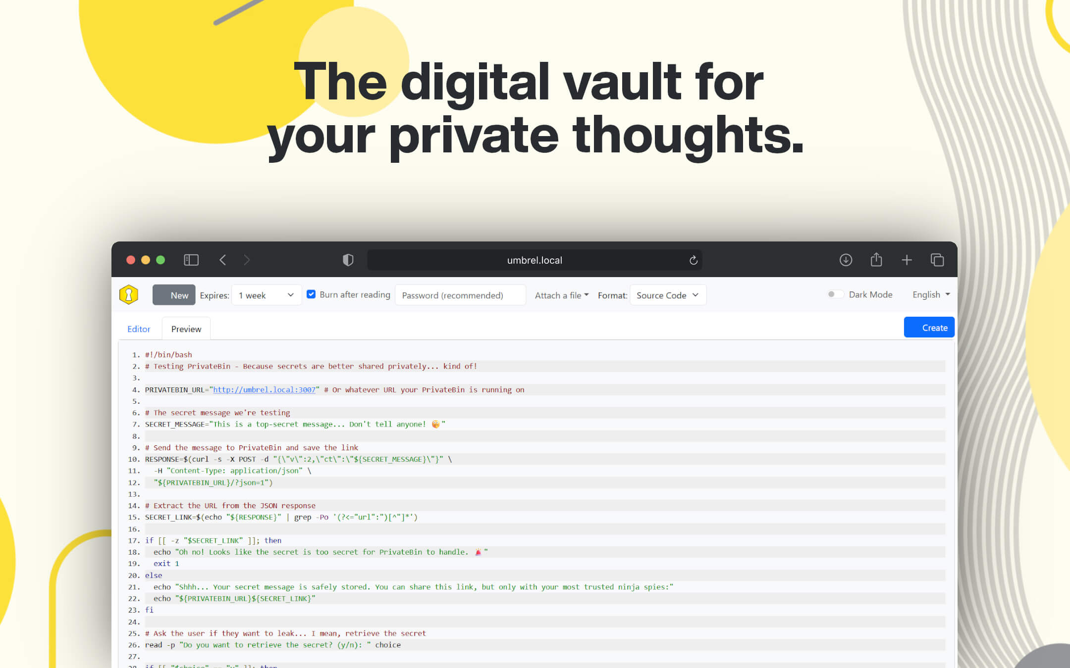 PrivateBin screenshot 1