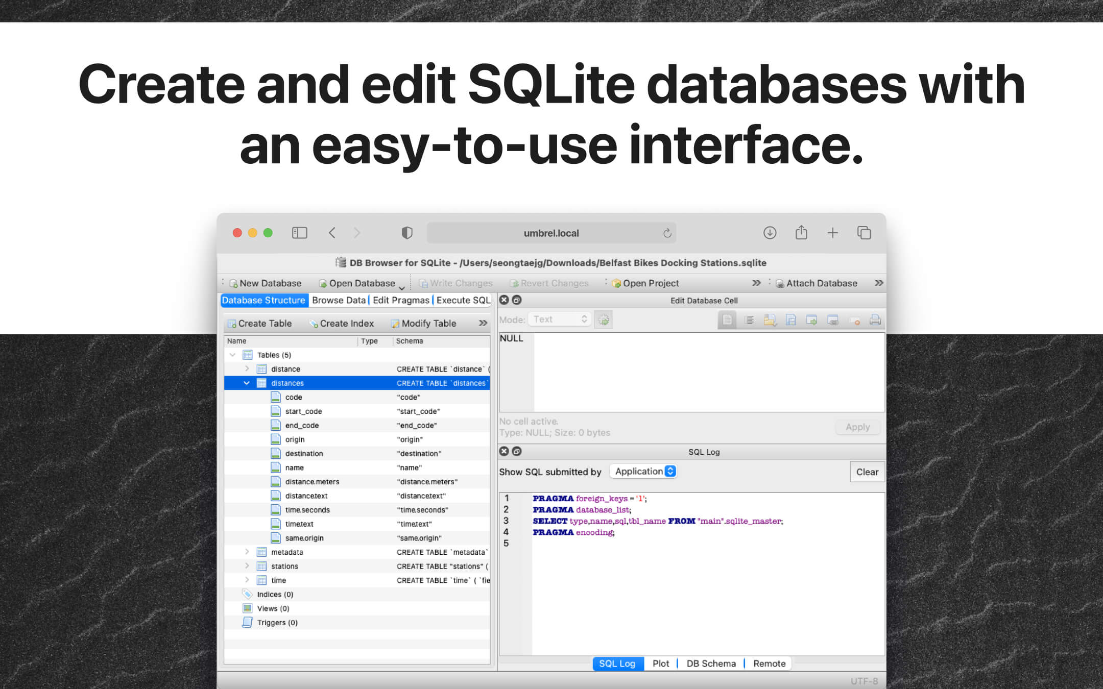 SQLite Browser screenshot 1