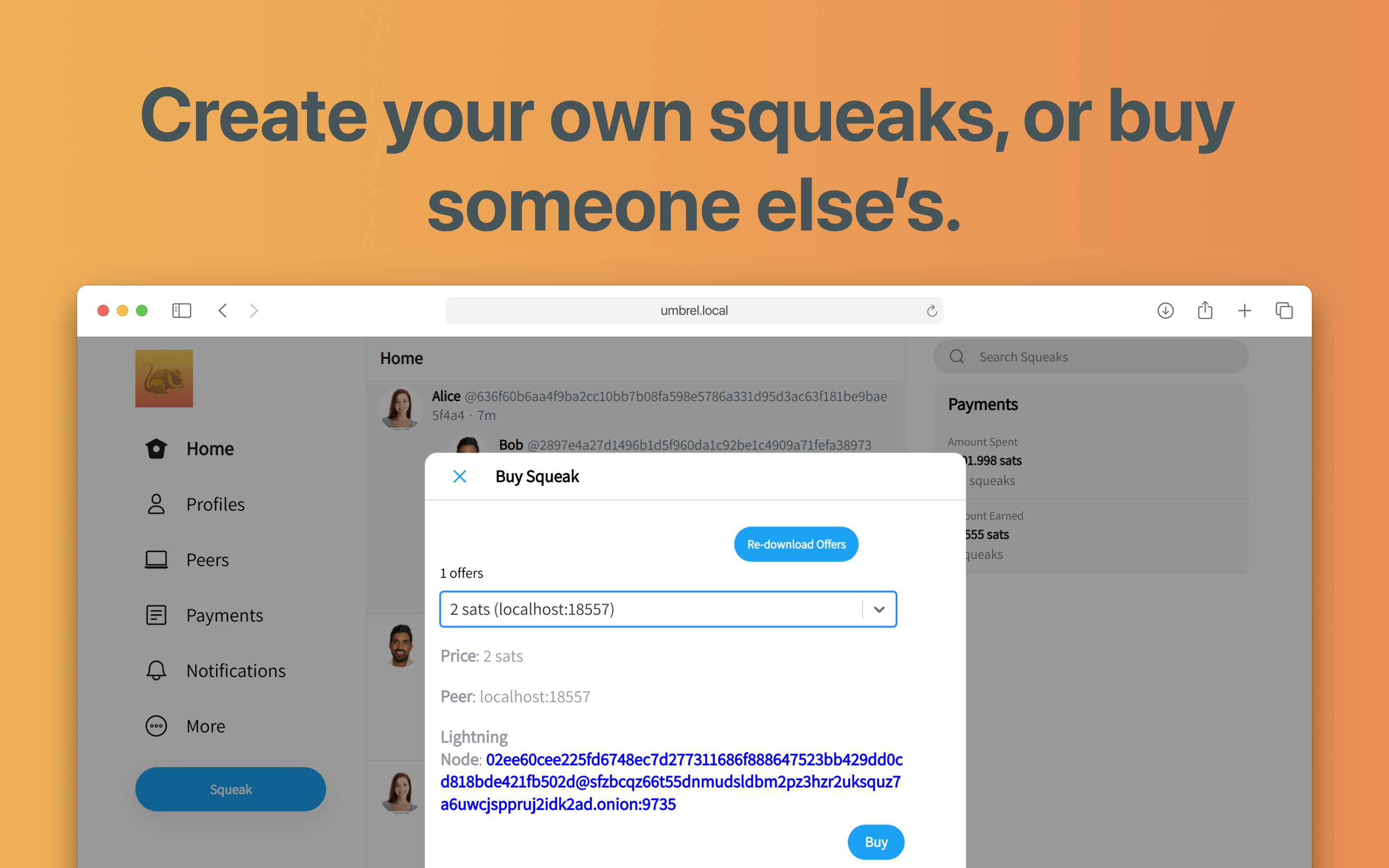 Squeaknode screenshot 2
