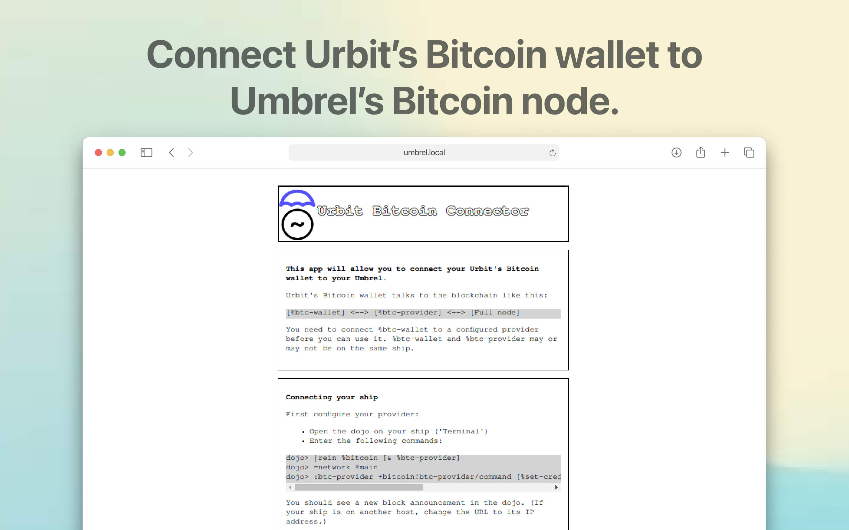 Urbit Bitcoin Connector screenshot 1