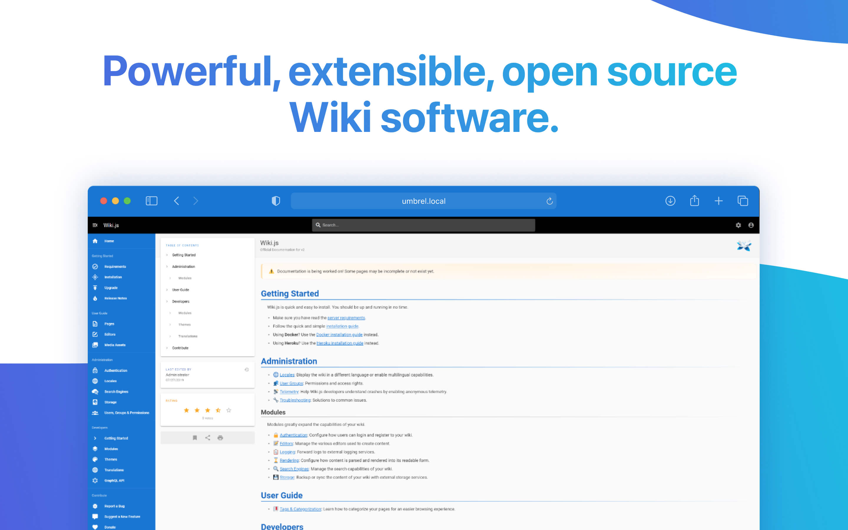 WikiJS screenshot 1