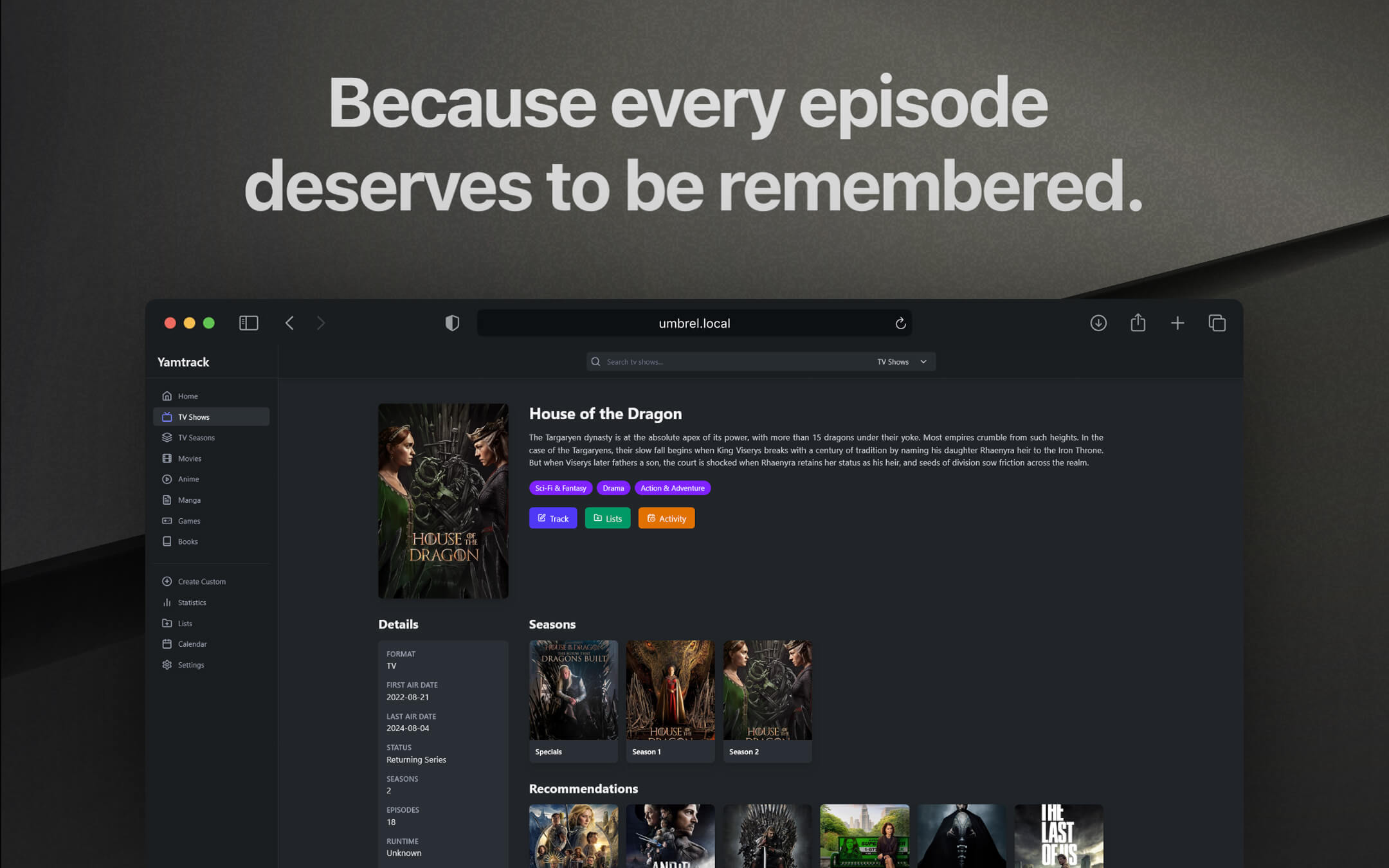 Yamtrack screenshot 3