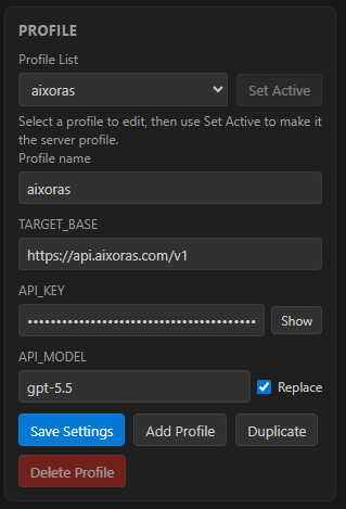AI Proxy profile management