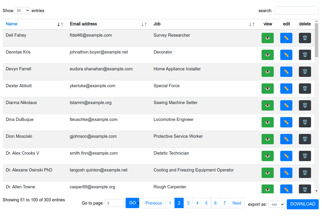 Vue Data Table Demo 1