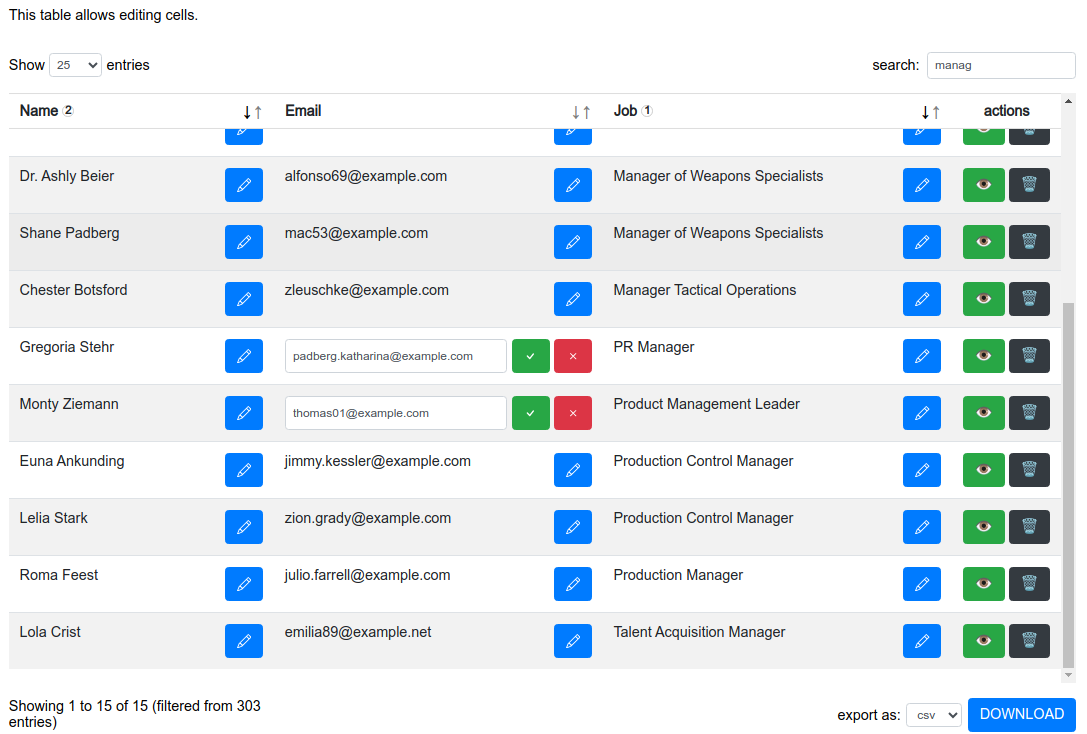 Vue Data Table Demo 2