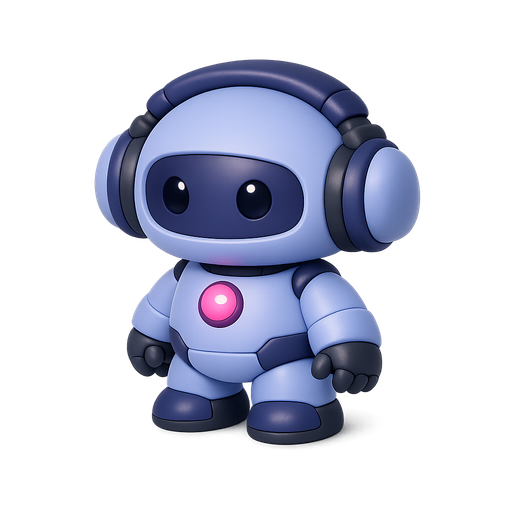 The robot companion as an isolated transparent PNG generated from the element.md prompt