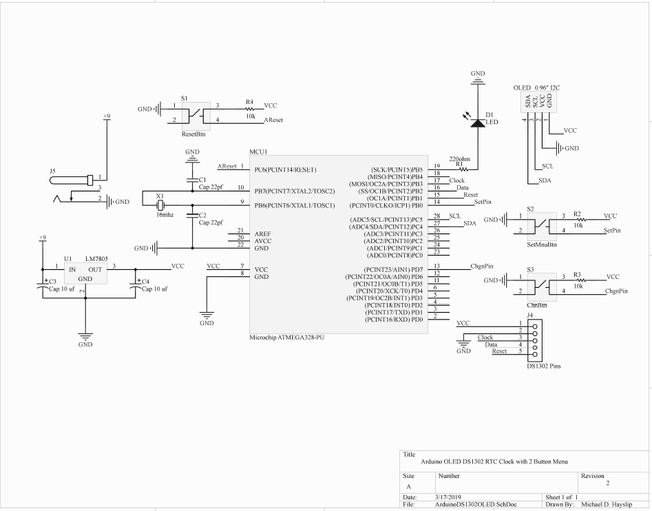 OLED DS1302 Schematic
