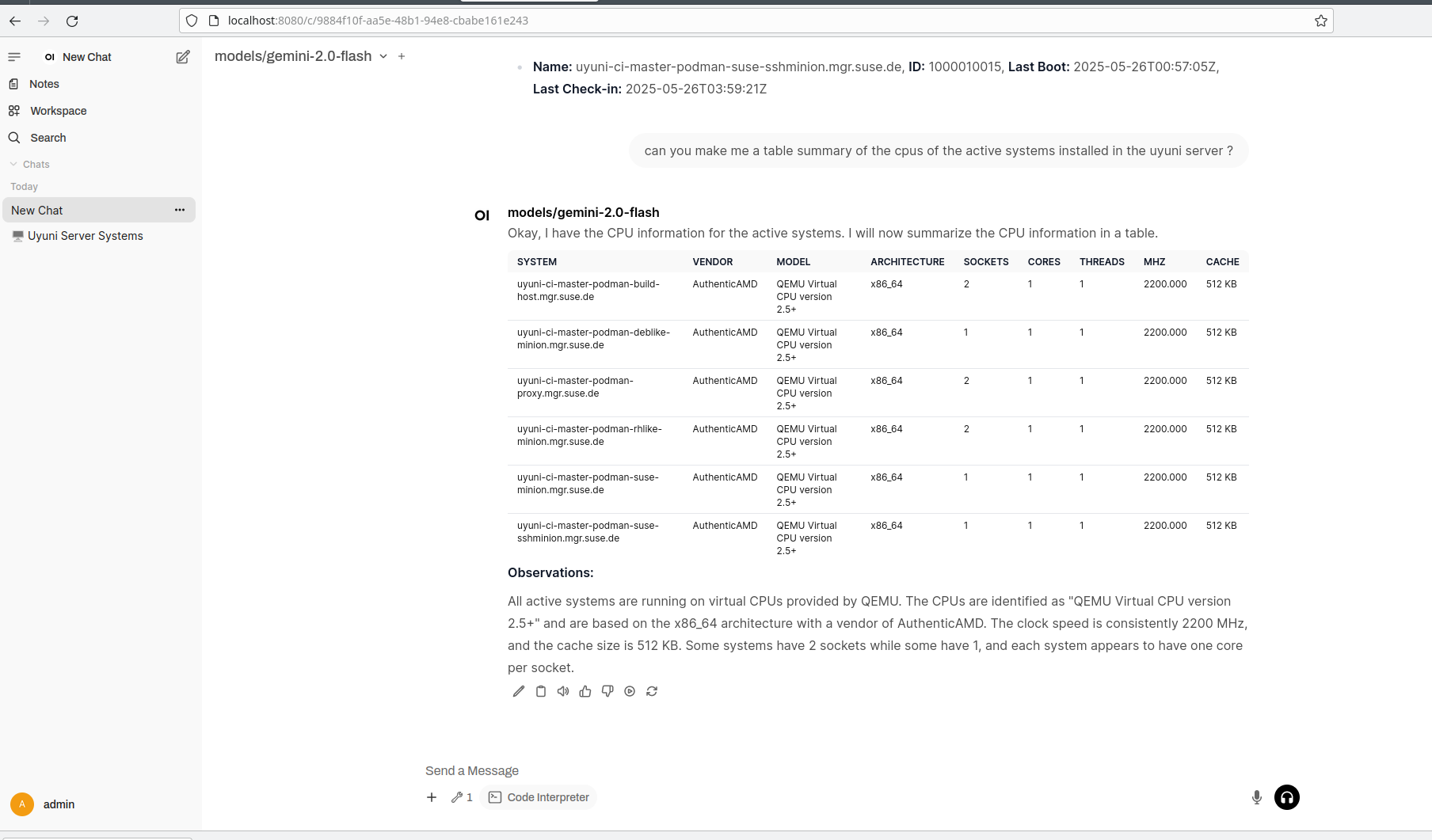 OpenWeb UI amb suport MCP amb el model Gemini 2.0 flash
