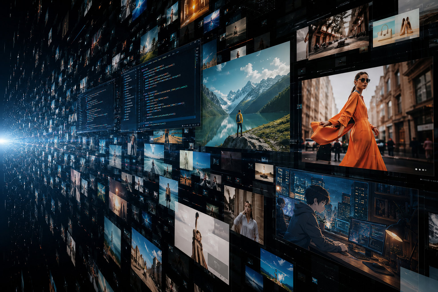 A wall of searchable video moments and developer screens
