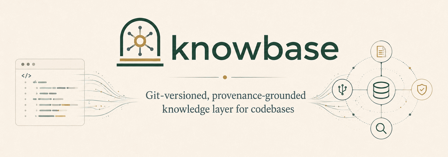 knowbase — a versioned, provenance-grounded knowledge layer over a codebase, served to humans and AI agents
