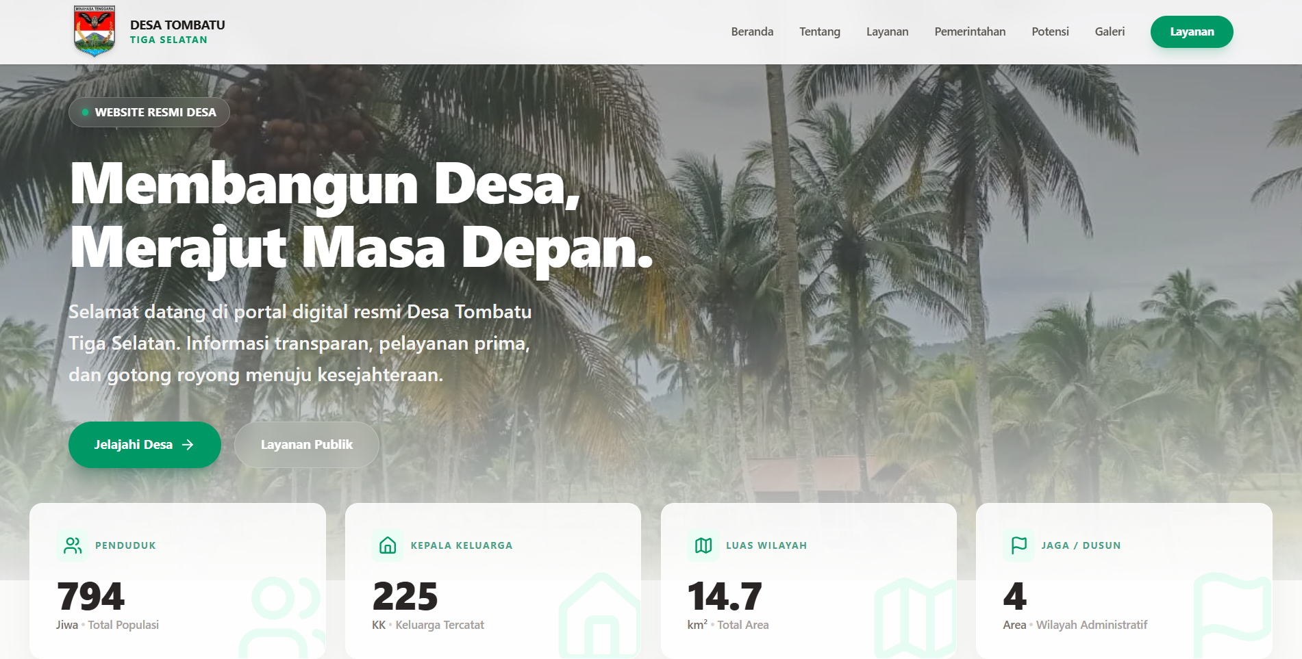 Preview Website Tombatu Tiga Selatan