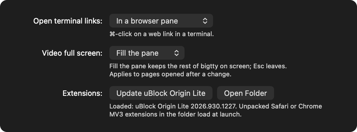 Browser settings