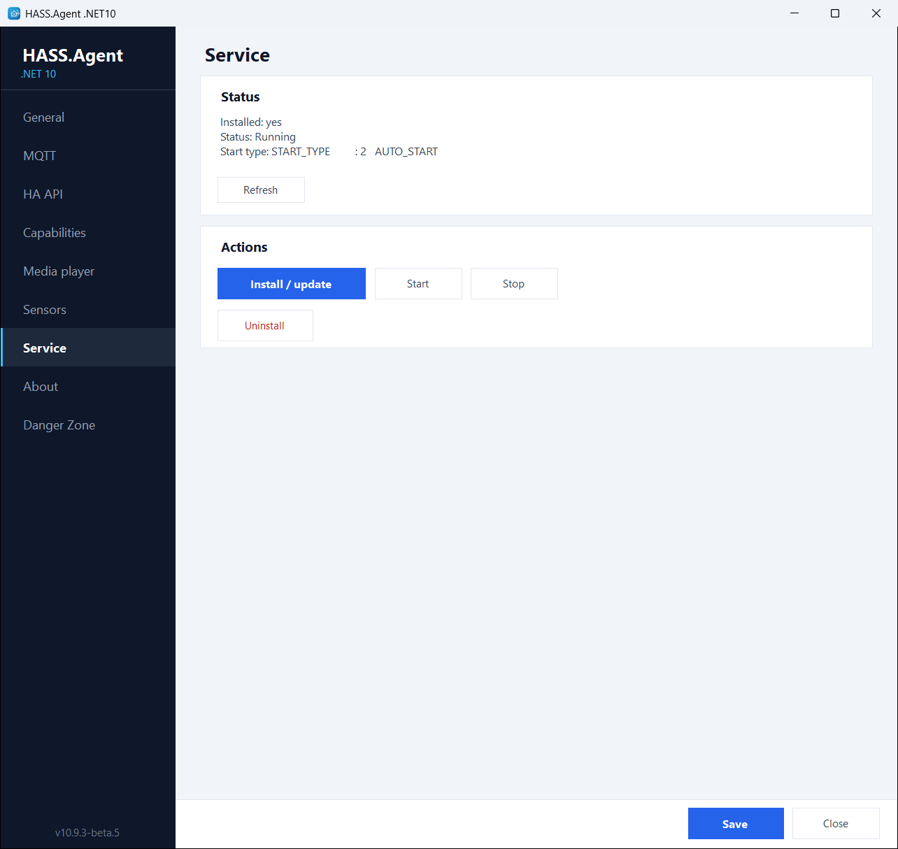 The Service page