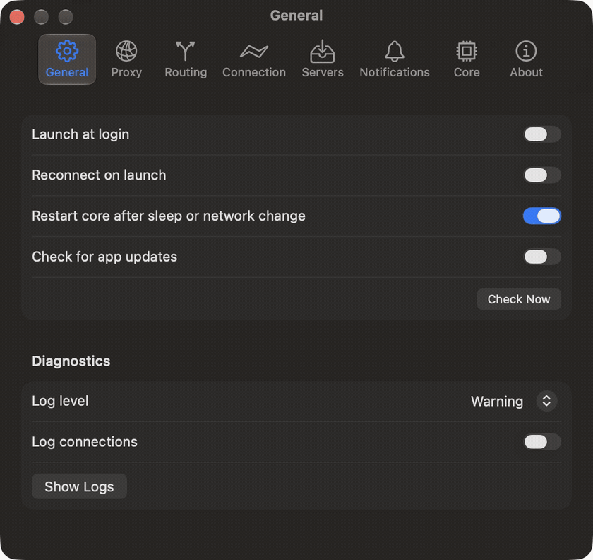 Tour of all settings tabs