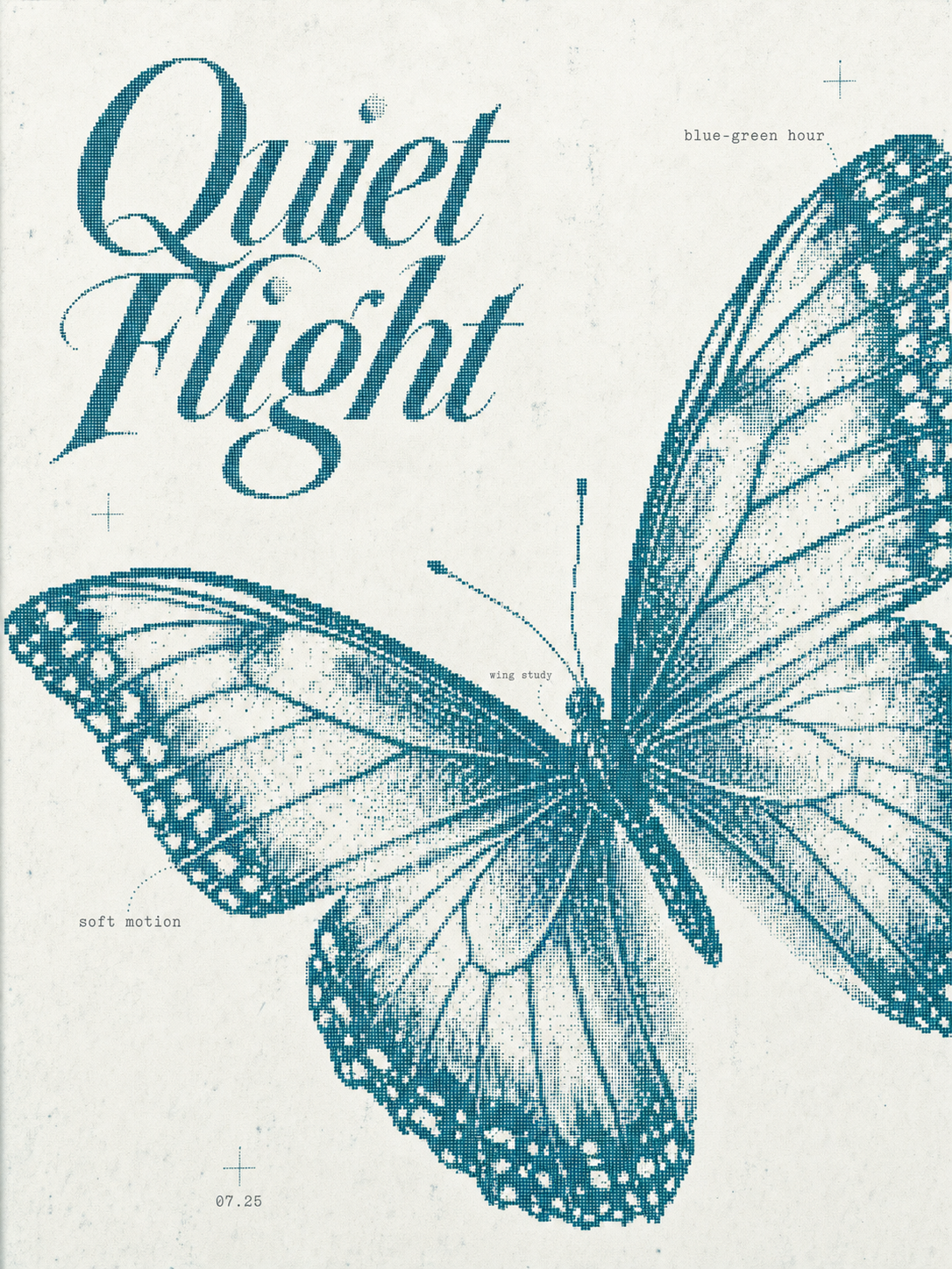 Quiet Flight — Deep Teal Butterfly Poster
