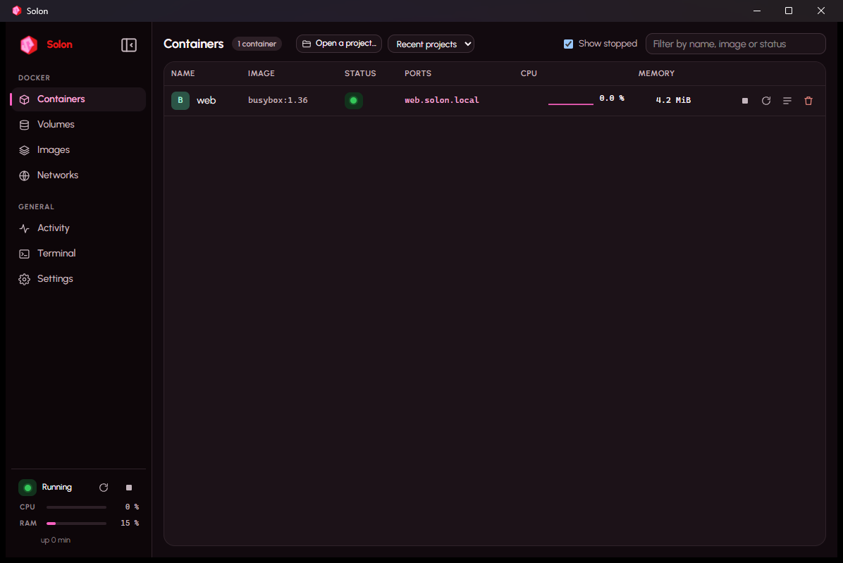 Containers list