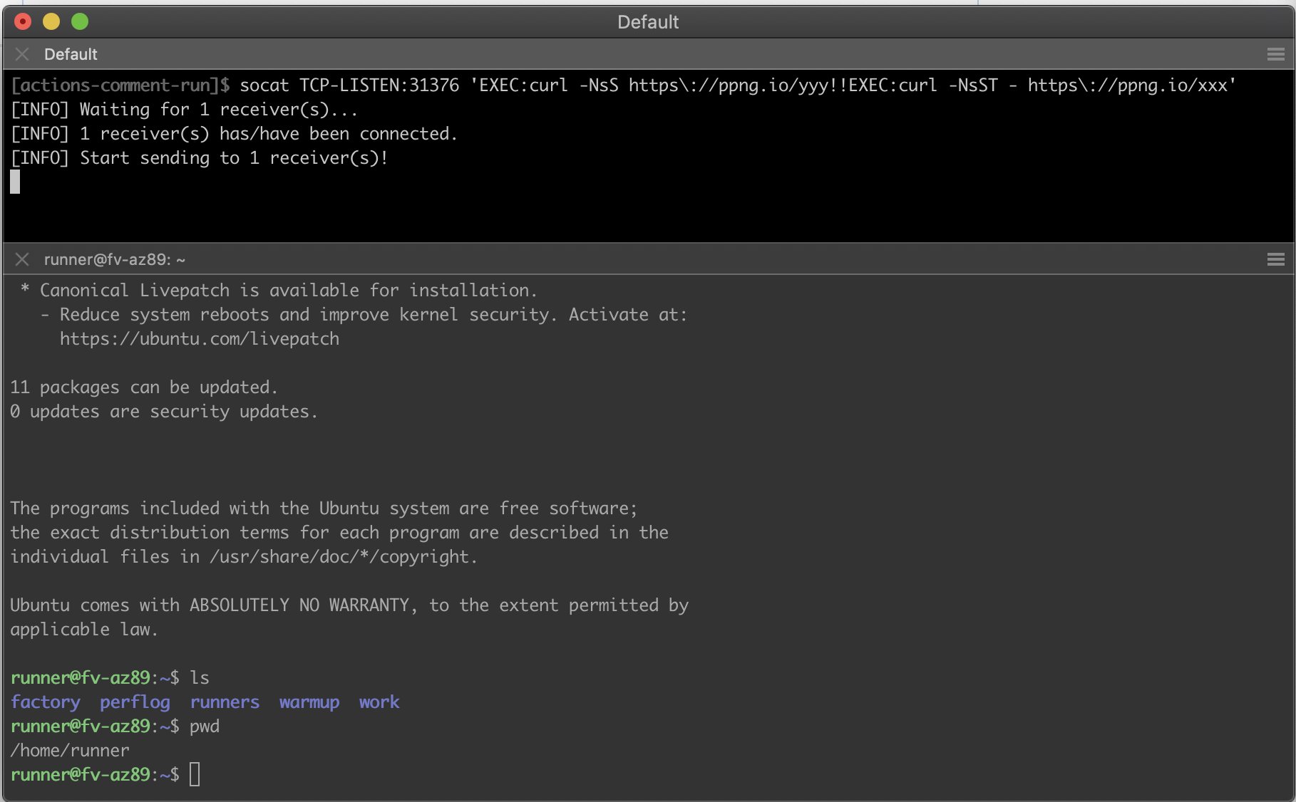 SSH over Piping Server terminal