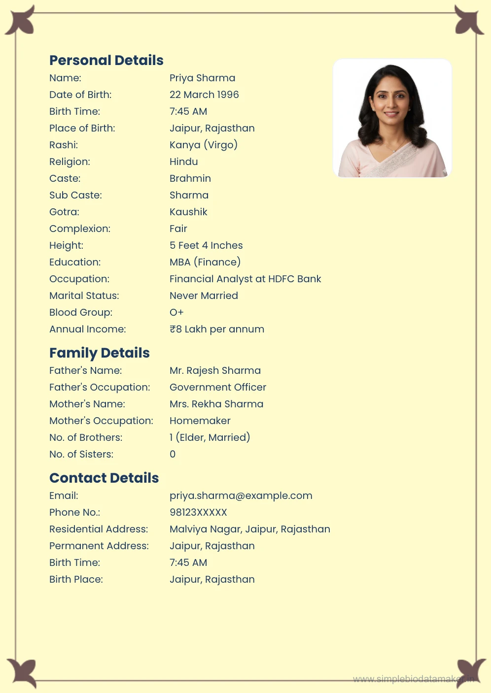 marriage biodata template free download