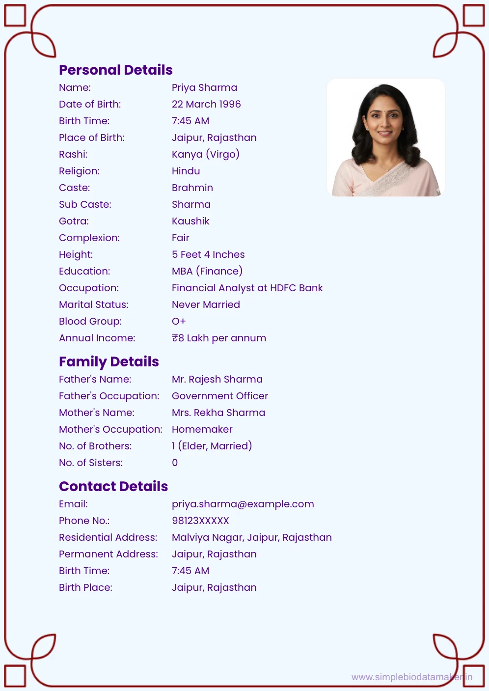 mariage biodata maker