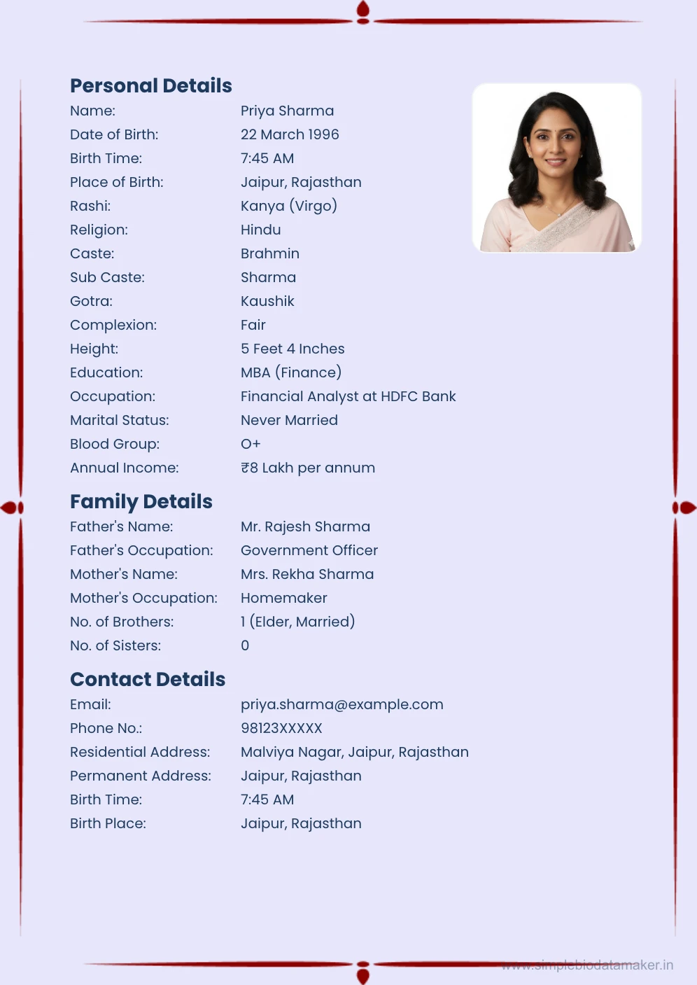 marriage biodata format