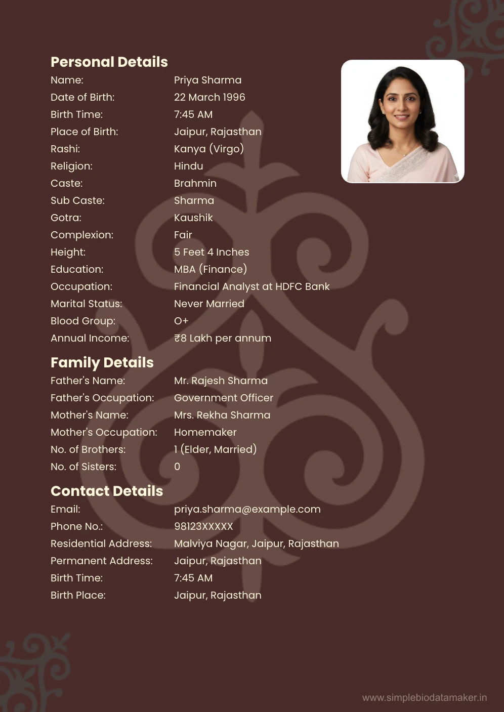 marriage biodata word format
