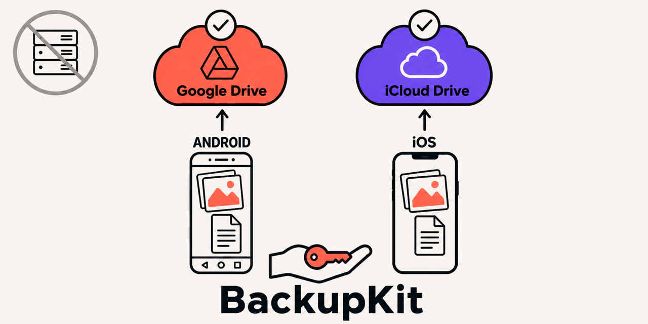 BackupKit: your app backs up into the user's own Google Drive or iCloud, no server