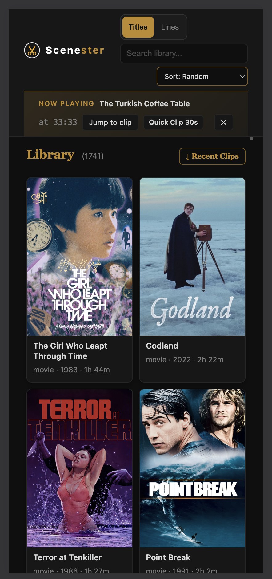 Movie library on mobile
