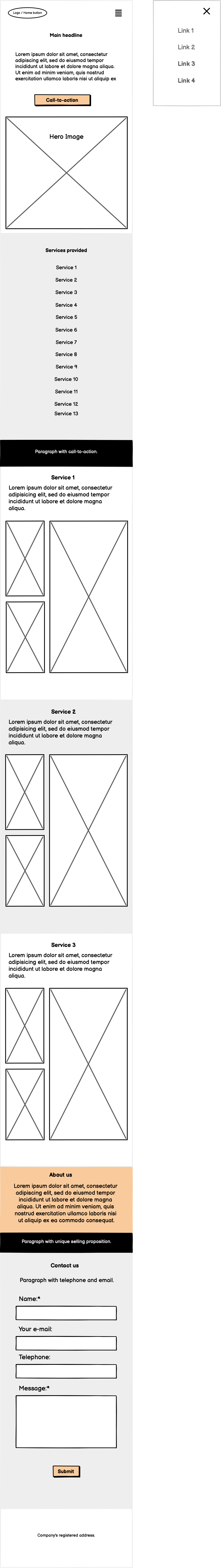 Wireframes mobile layout preview