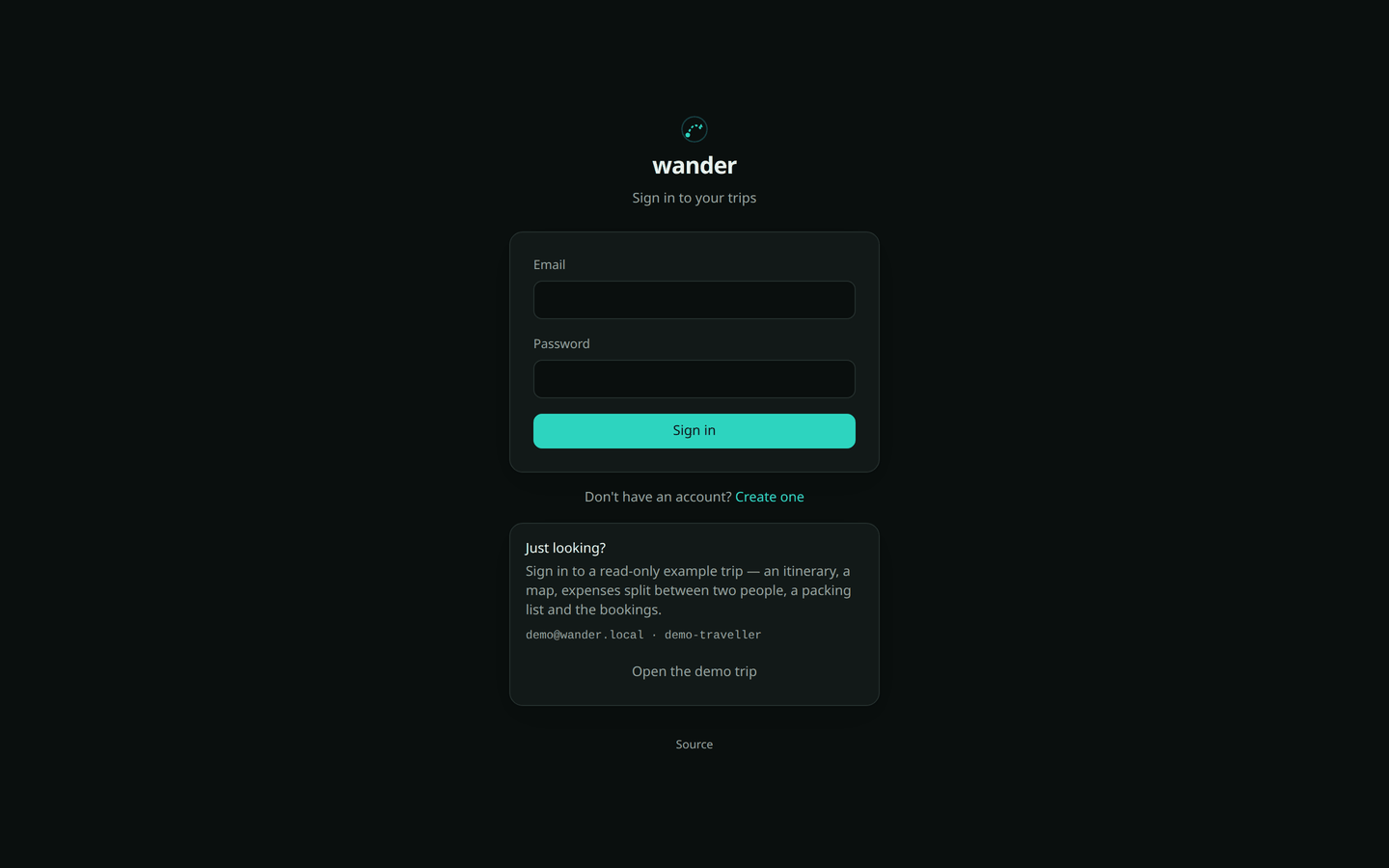 The sign-in page of a demo instance, offering the read-only account