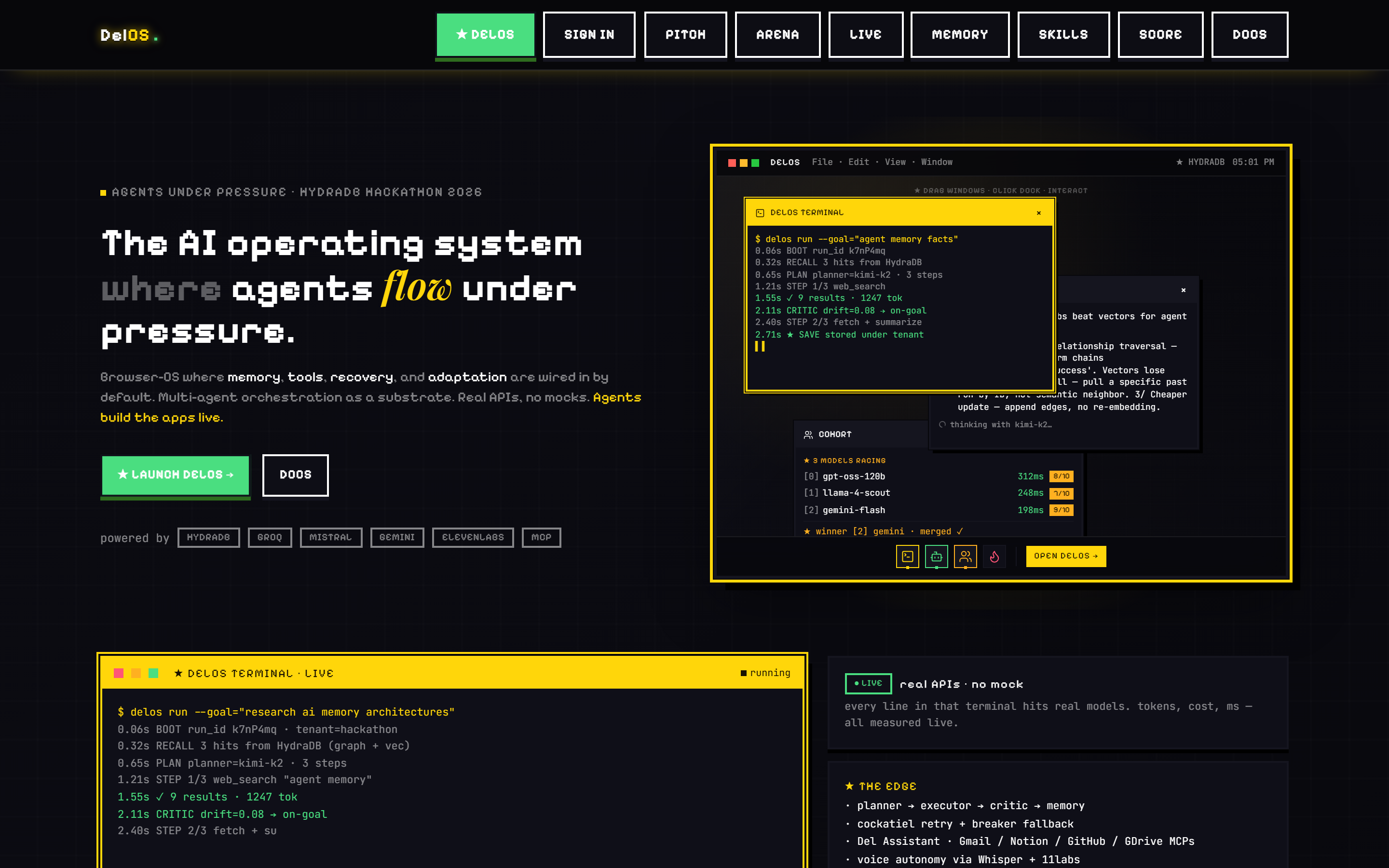 DelOS — browser-OS for multi-agent work · Agents Under Pressure 26