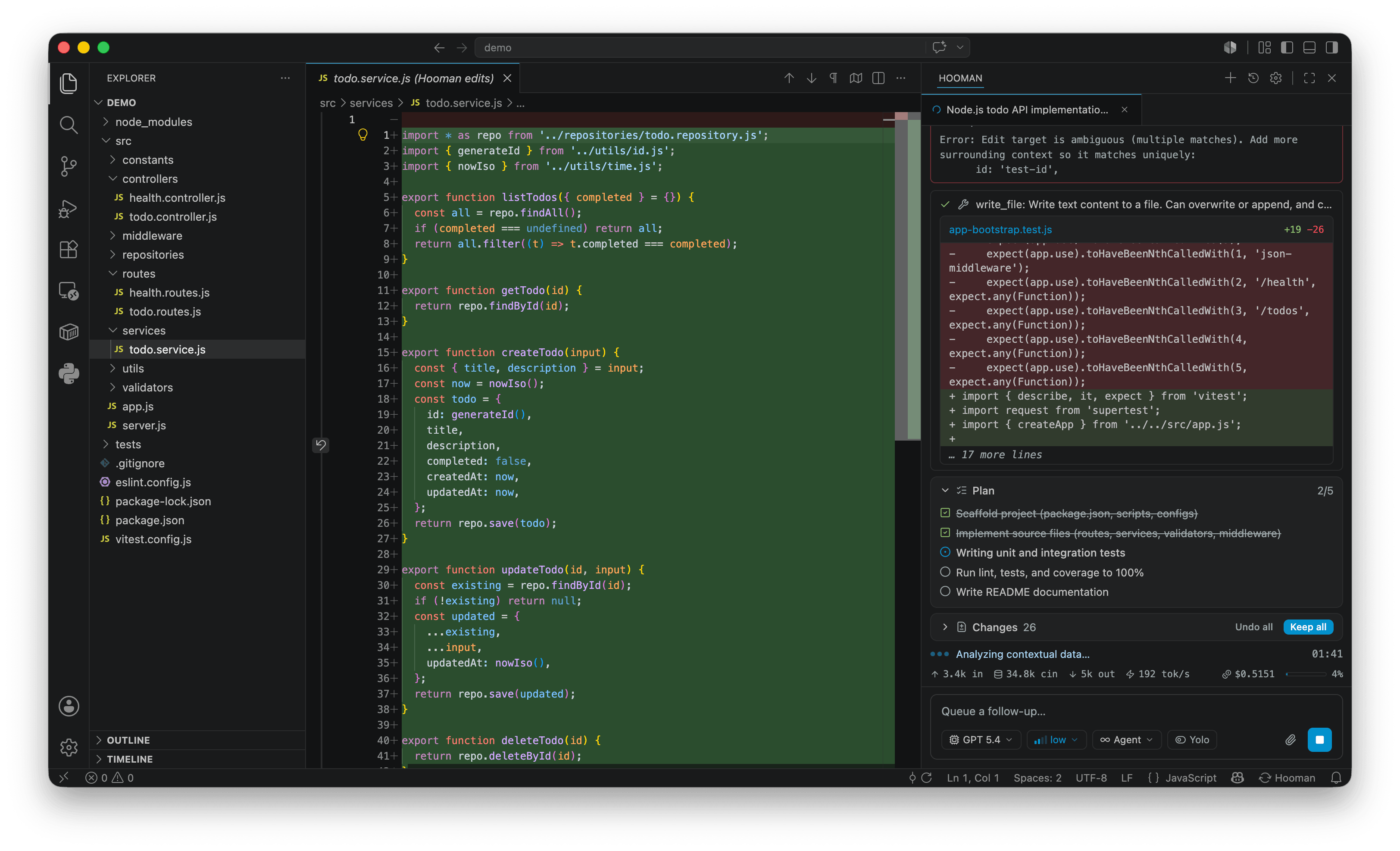 Hooman chat panel in VS Code