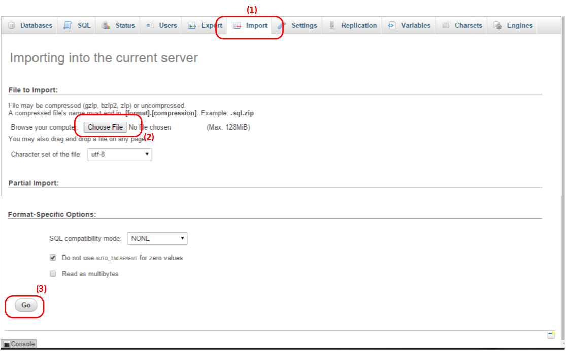 Import database