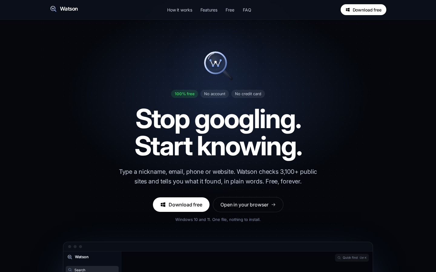 The watsonfind.icu landing page